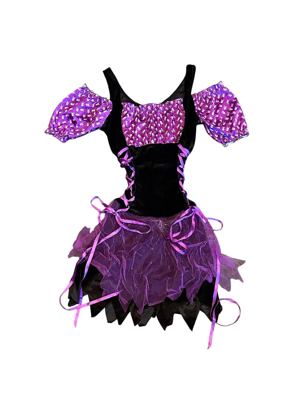 Girls Halloween Costume Size Large Witch, Pirate, Purple, Black, Skull, Bones,